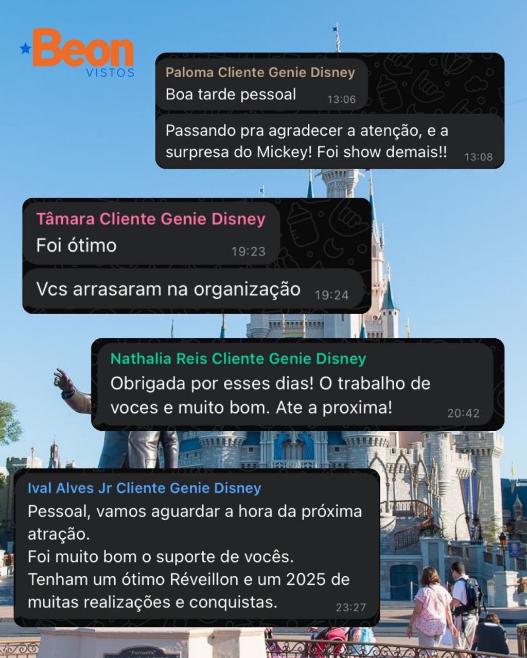 Depoimento de clientes satisfeitos com os serviços da Beon Vistos